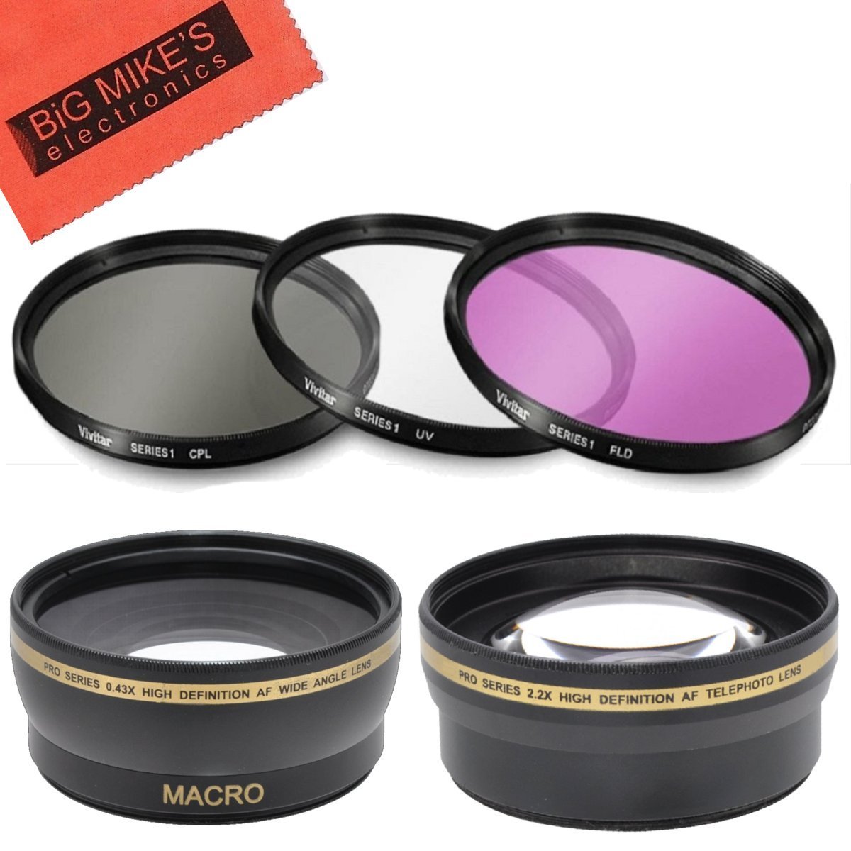 Premium 43mm Lens Kit for Canon Vixia HF R80/R82/R800/R70/R72/R700/R30/R32/HFM52/HFM400/HFM500 Camcorders - 3PC Filter Kit + Telephoto & Wide Angle Lenses - Perfect for Travel Vlogging, Nature Filming & Professional Videography