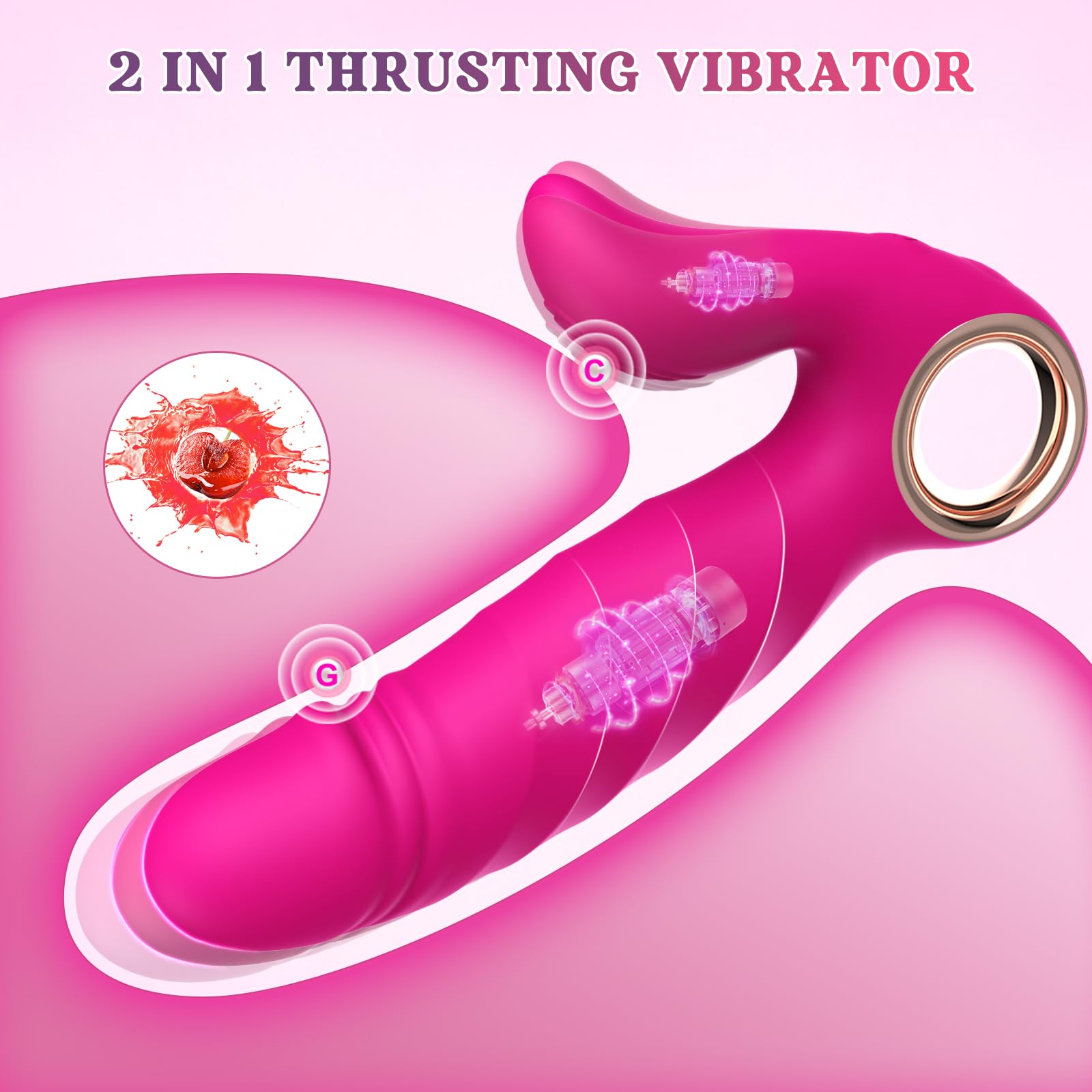Premium Rabbit Vibrator for Women - 10 Speed Vibrations & 5 Thrusting Modes, G-Spot & Clitoral Stimulation Sex Toy, Realistic Couples Adult Toy (Pink) - Perfect for Solo Play & Romantic Nights