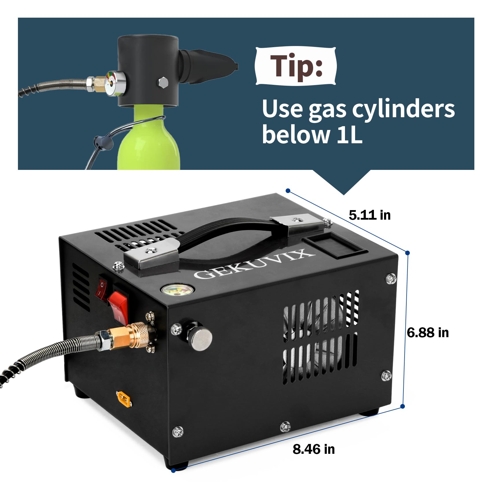 4500PSI PCP Air Compressor - 30MPa Oil-Free High Pressure Pump for PCP Rifles & Paintball Guns | 12V DC/110V AC Dual Power with Built-in Cooling Fan | Portable Airgun Compressor for Hunting, Shooting Sports & Automotive Use