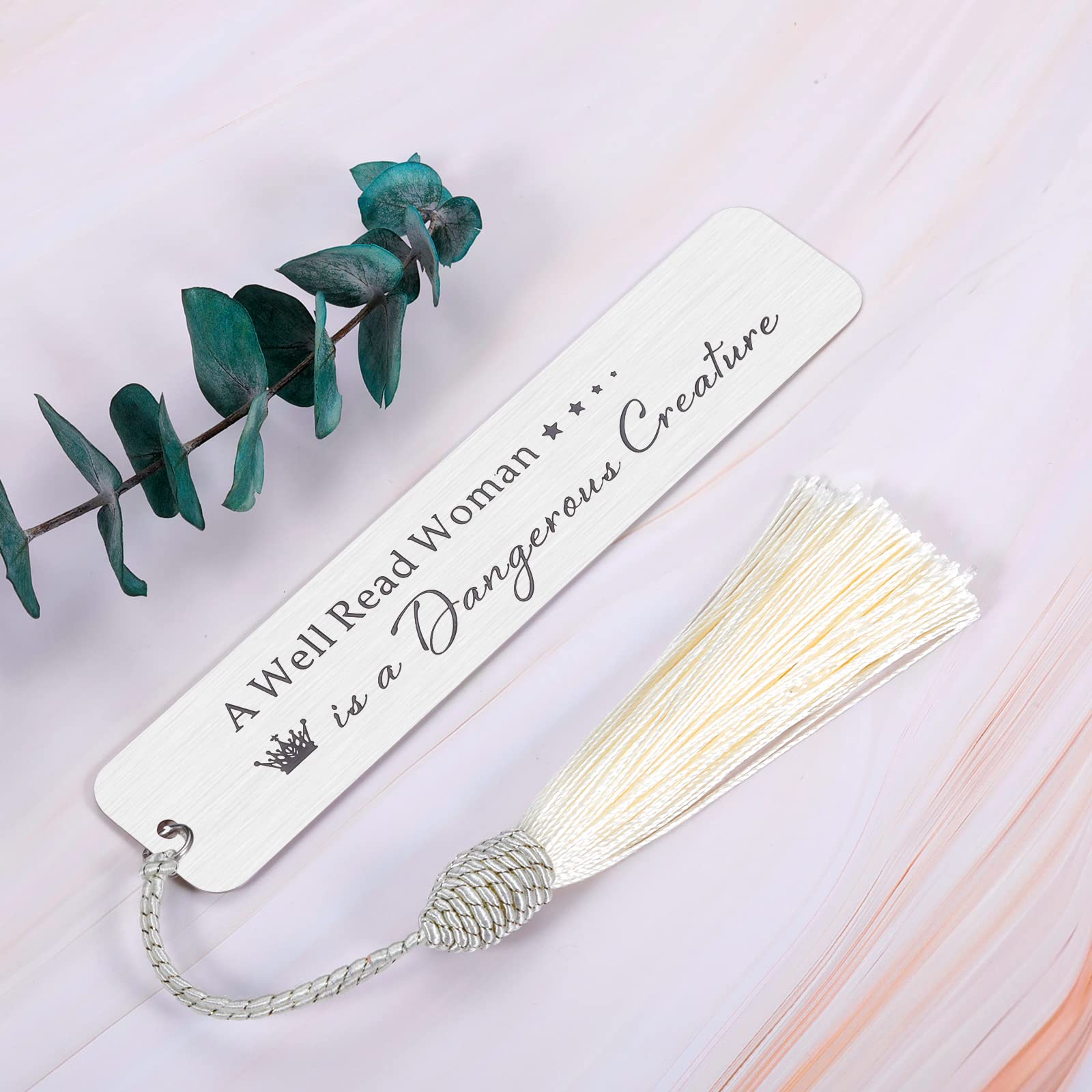 Beautiful Bookmark for Women - Unique Gifts for Book Lovers, Birthday, Christmas - Perfect for Female Friends, Teen Girls, Boss Lady & Teachers - 'A Well Read Woman is A Dangerous Creature' Quote - Great as Stocking Stuffers & Reading Accessories - Ideal for Book Clubs, Libraries & Cozy Reading Nooks