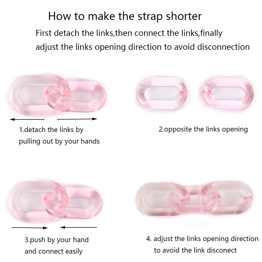 Chunky Acrylic Purse Strap Replacement - Rose Gold Bag Chain Handle for Handbag DIY Accessories & Decoration | Perfect for Crossbody Bags, Tote Bags & Fashion Accessories