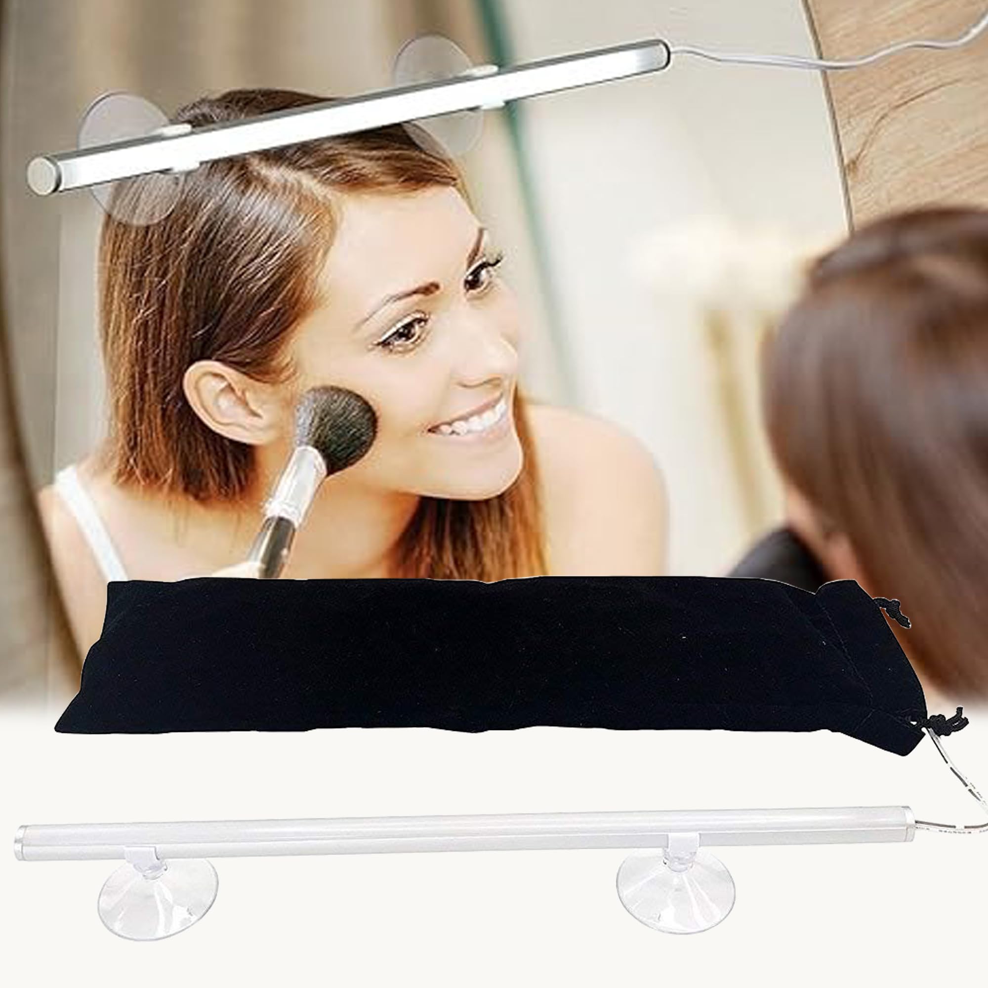 PANIXIA LED Makeup Mirror with Suction Cups - Dimmable Vanity Lighting for Bathroom & Dressing Table | Portable Cosmetic Mirror with Adjustable Brightness | Perfect for Makeup Application, Skincare Routine & Hair Styling