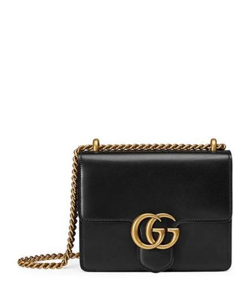 Gucci GG Small Marmont Leather Shoulder Bag for Women - Black Crossbody Purse | Perfect for Work, Travel & Evening Out