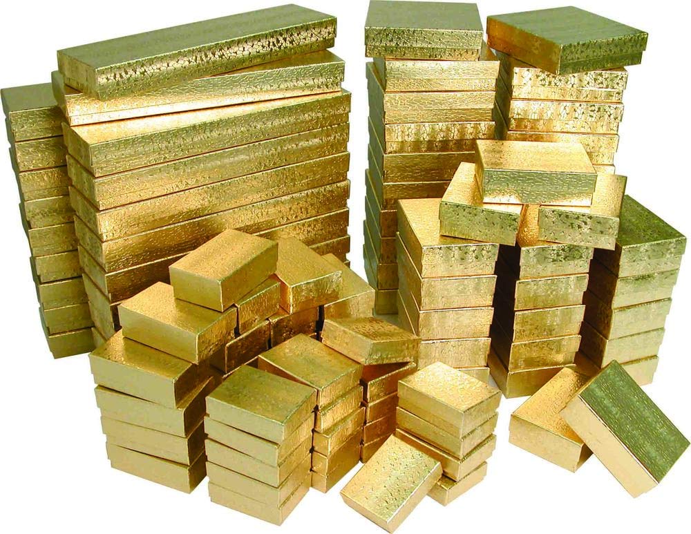 10 Pack Gold Foil Jewelry Gift Boxes 1 7/8