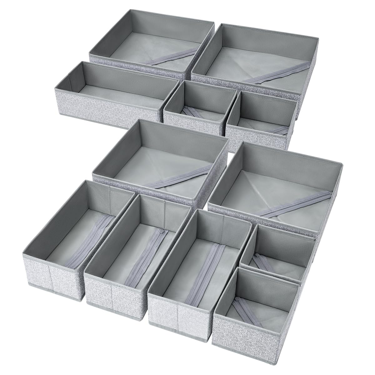 DIMJ 12 Pack Foldable Closet & Dresser Drawer Organizers - Fabric Storage Dividers for Clothes, Underwear, Bras, Socks | Space Saving Solution for Bedroom, Closet & Wardrobe Organization
