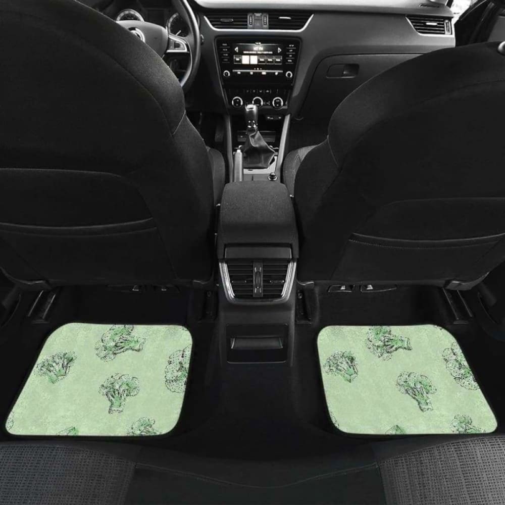 Broccoli Sketch Pattern Car Mats - Front and Back Set for 194013 Model - Perfect for Car Interior Protection and Style Enhancement