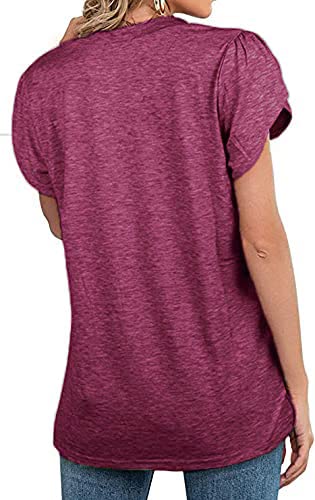 Women's V-Neck Knitted Nursing T-Shirt with Petal Sleeves | Soft Breastfeeding Top for Moms | Perfect for Nursing, Lounging & Everyday Wear