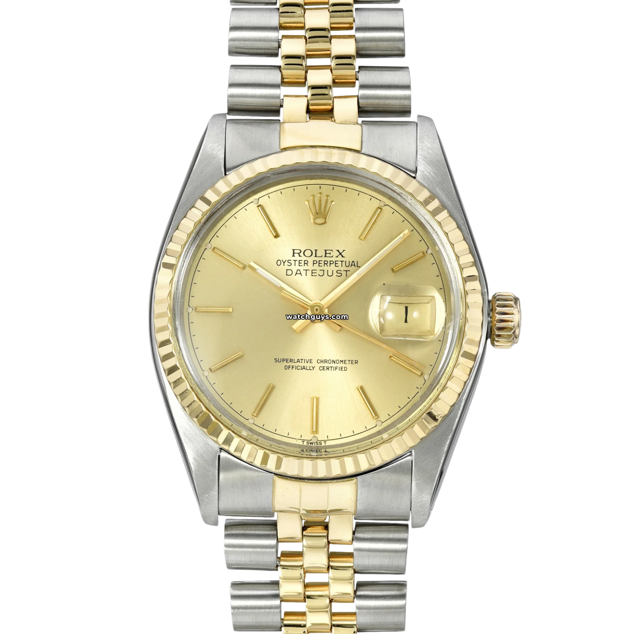 Authentic Rolex Datejust 16013 Men's Watch - 36mm Champagne Dial, Stainless Steel & Gold - Luxury Dress Watch for Business, Weddings & Special Occasions
