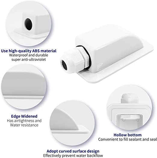 Waterproof Solar Cable Entry Gland - 2PCS White Cable Housing for RV, Caravan, Roof & Marine Solar Panels | Weatherproof Electrical Connector for Outdoor Solar Power Systems, Campers & Boats