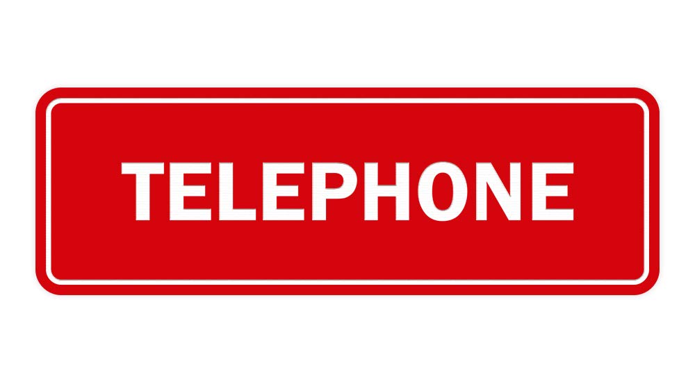 ByLITA Standard Telephone Sign (Red) - Large 12x18 Inch - Durable Office & Workplace Safety Sign - Perfect for Business, Warehouse, and Public Areas