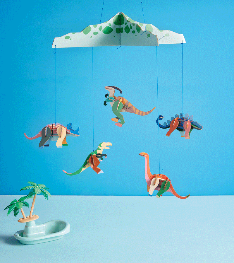 Dinosaurland Mobile - Colorful Handmade Dinosaur Nursery Decor | Perfect for Baby Room, Kids Bedroom & Playroom Decorations