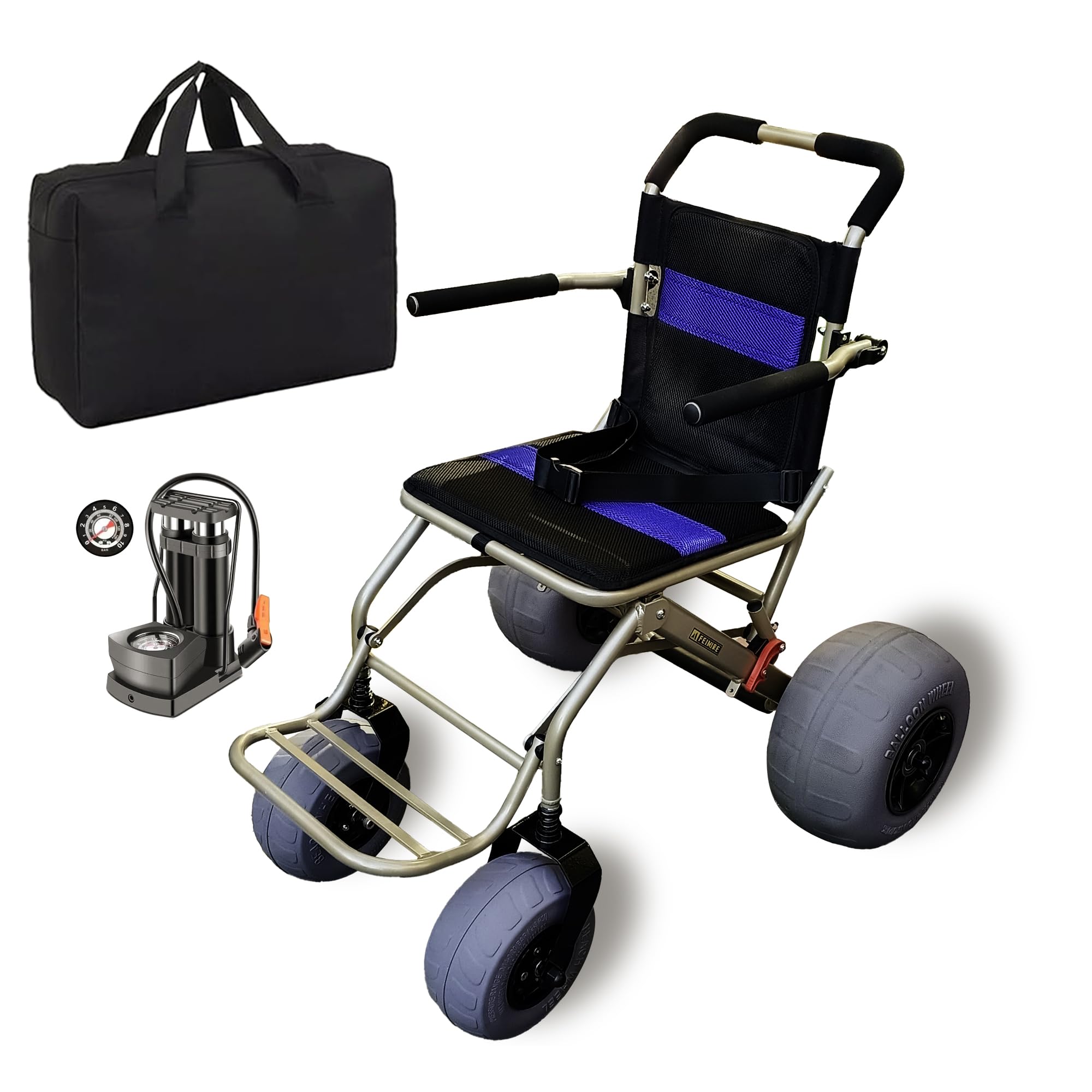 **Lightweight Beach Wheelchair for Seniors & Kids - All-Terrain Sand Wheelchair with Balloon Tires for Soft Sand - Perfect for Beach, Park & Outdoor Adventures**