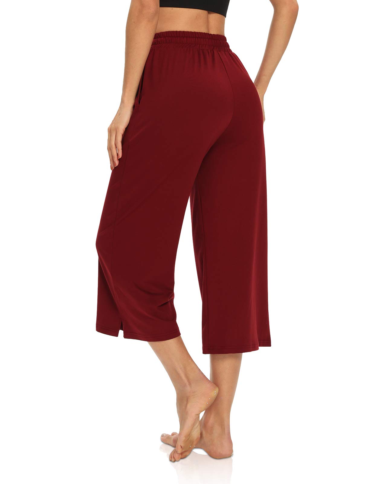 **DIBAOLONG Women's Capri Pants - Loose Yoga Pants with Wide Leg, Drawstring & Pockets - Comfy Lounge, Pajama & Sweatpants for Yoga, Workout & Relaxation at Home**