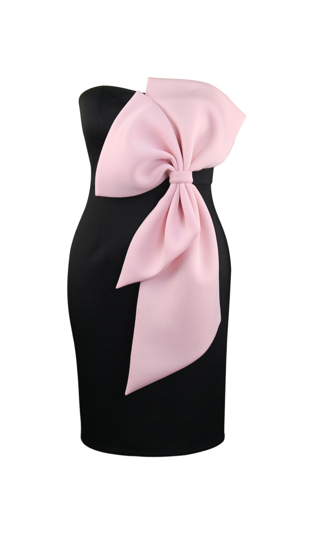 Elegant 3D Big Bow Strapless Midi Dress in Black - Perfect for Weddings, Parties & Special Occasions