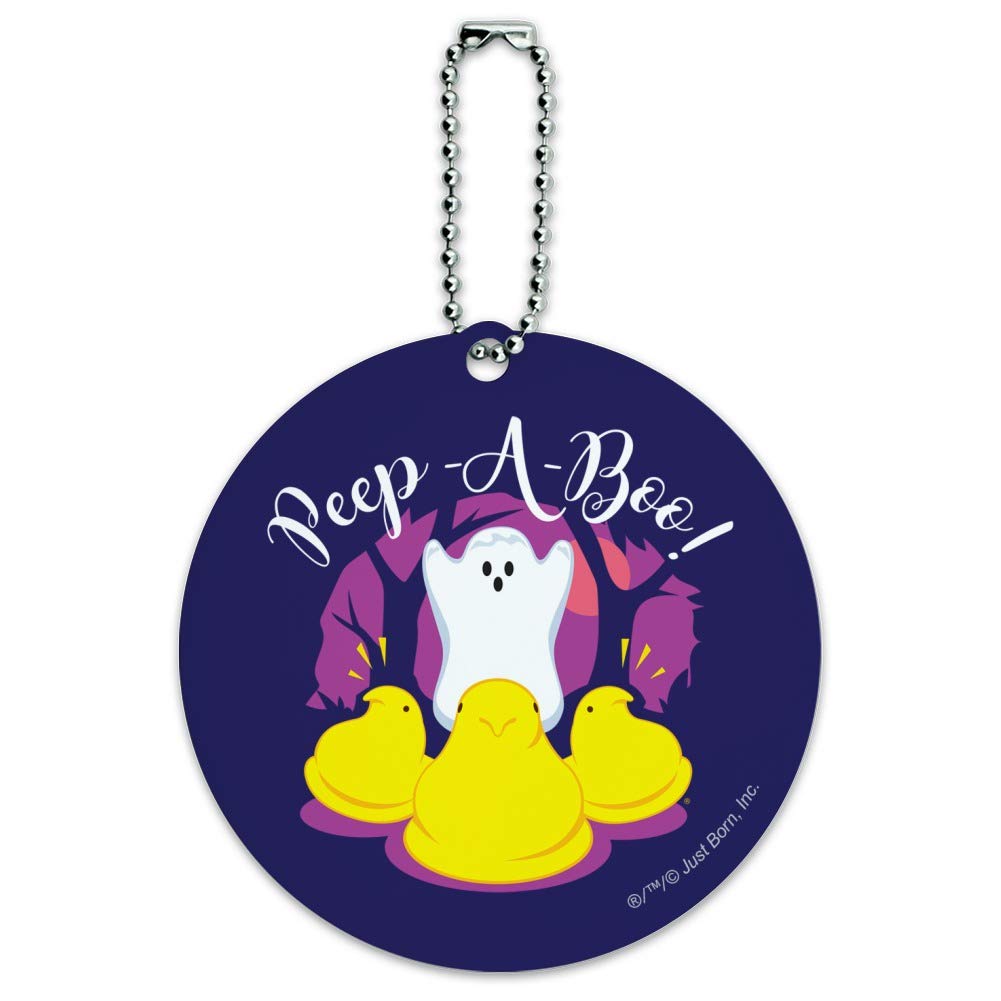 Halloween Ghost Luggage Tag - Peek A Boo Round ID Card for Suitcases & Carry-On Bags | Perfect for Travel, Halloween Costumes & Spooky Adventures