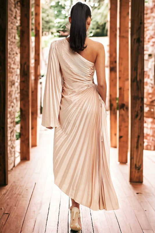 Miramar Maxi Dress in Champagne - Elegant Flowy Long Dress for Women, Perfect for Beach Vacations, Summer Parties & Casual Outings