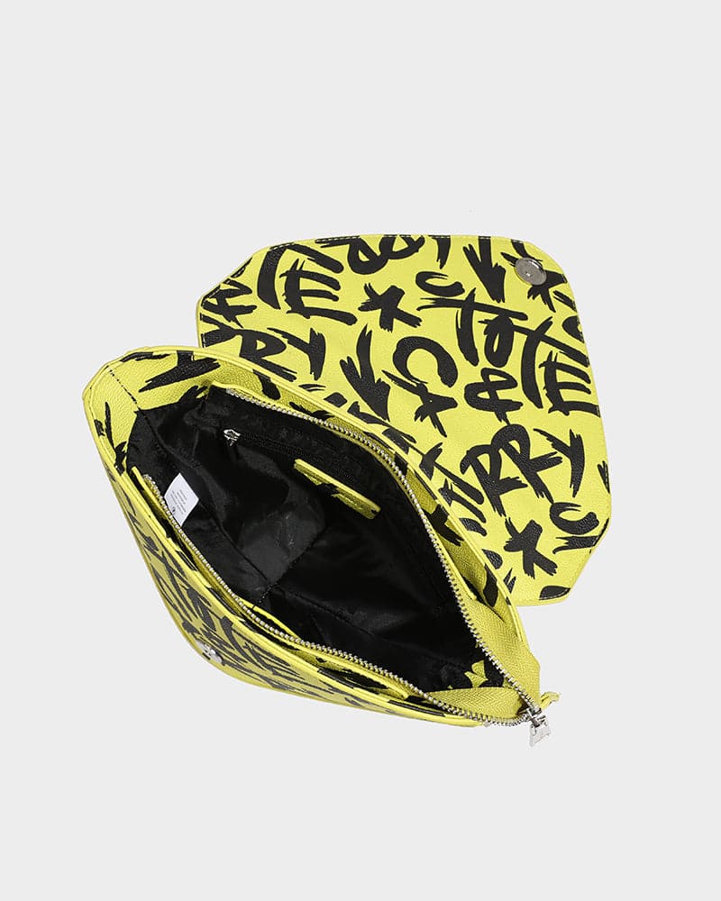 Trendy Yellow Graffiti Shoulder Bag for Women & Men - Stylish Crossbody Purse for Streetwear, Travel & Daily Use