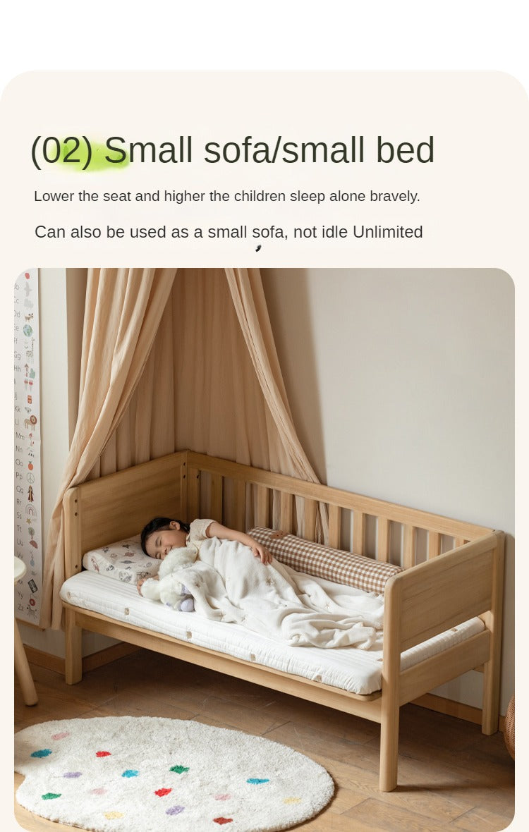 Solid Wood Poplar Kids Bed with Guardrail - Safe & Sturdy Toddler Bed for Nursery, Bedroom, or Playroom