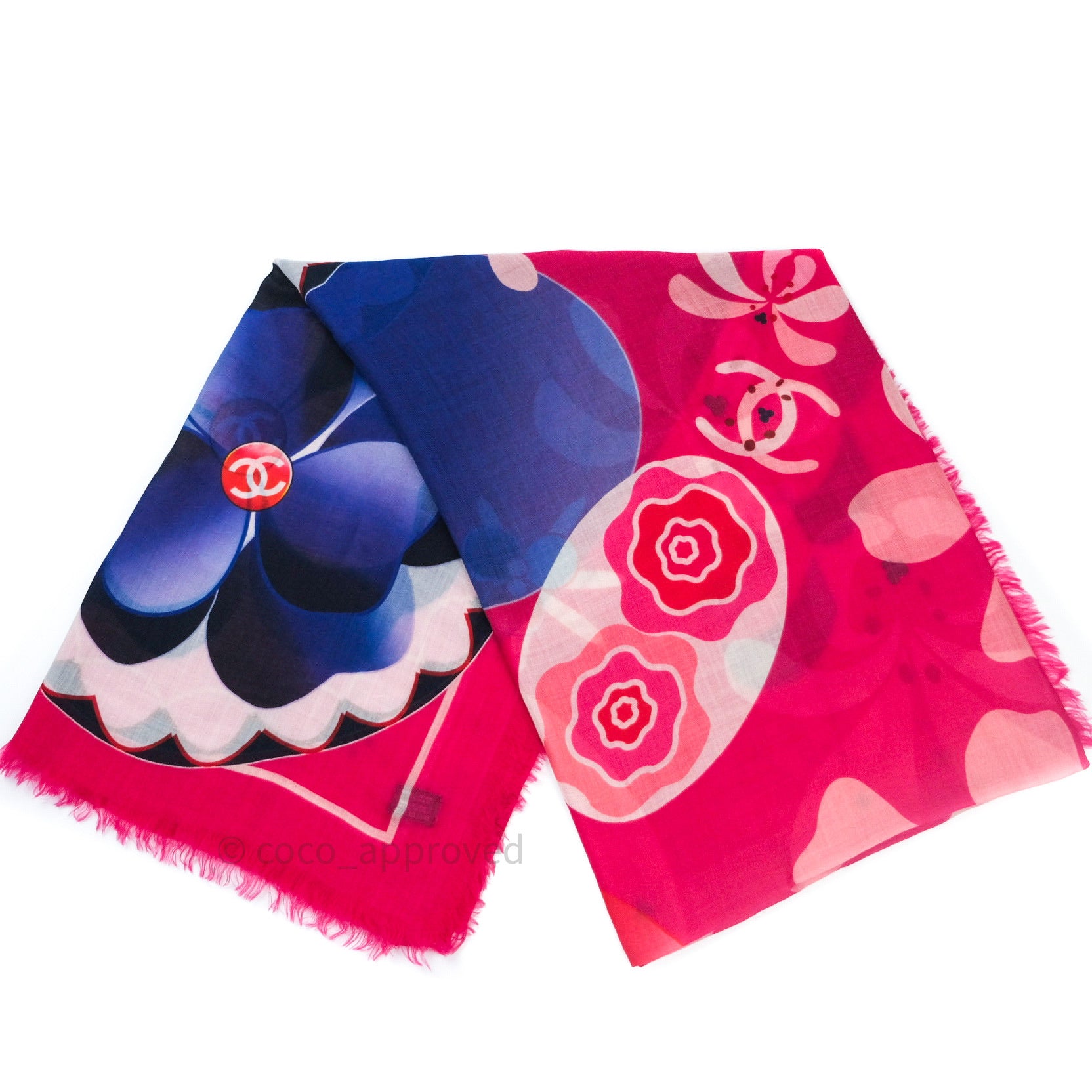 Chanel Pink Cashmere Flower Scarf - Luxury Soft Winter Shawl for Women, Perfect for Gift, Party & Cold Weather Fashion Accessory