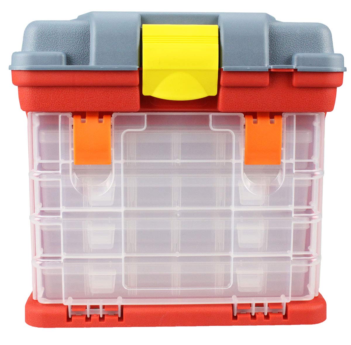 Heavy Duty Plastic Storage Box with 4 Divided Drawers & Large Top Compartment - Clear Organizer with Removable Dividers | Durable Multi-Purpose Storage Solution for Home, Office, Craft Room & Garage Organization