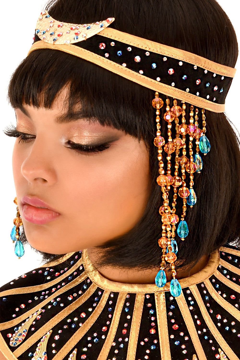 Nefertiti Crown Headpiece - Egyptian Queen Costume Accessory for Halloween, Cosplay & Themed Parties