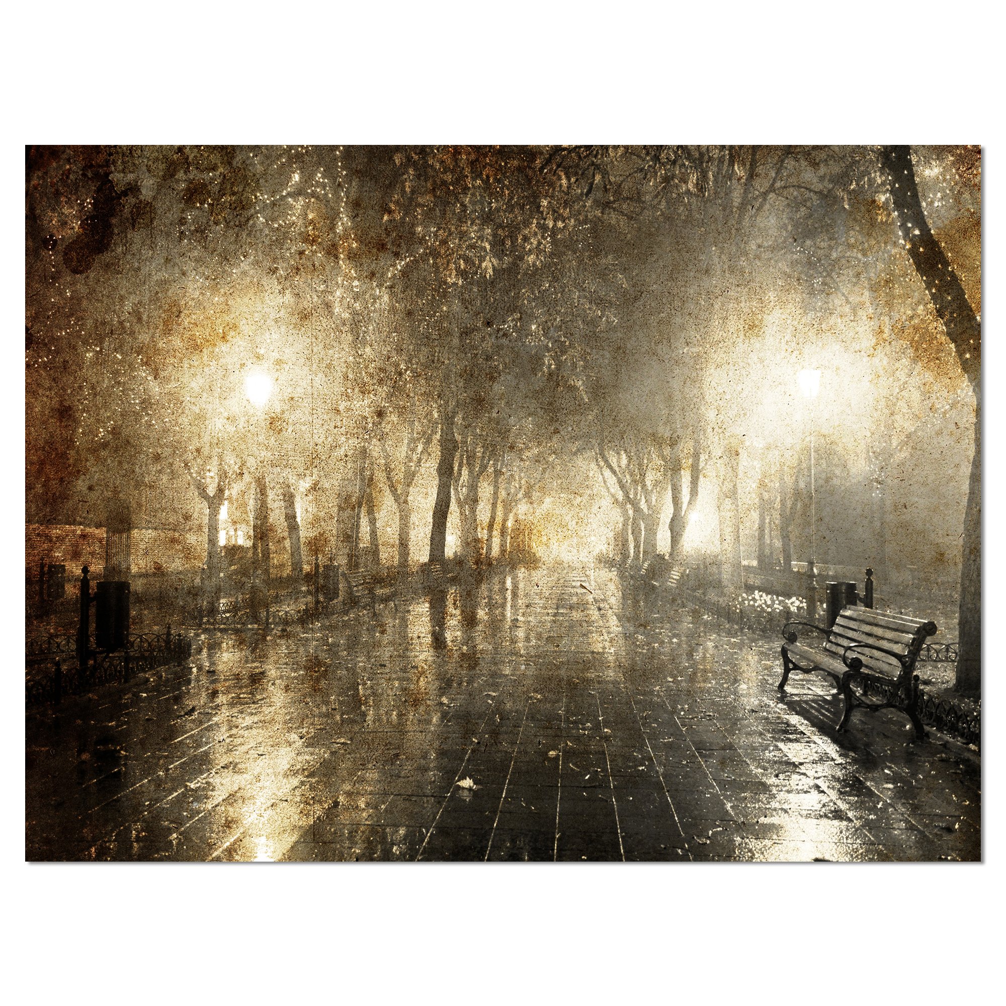 Night Alley with Lights Photography - Landscape Canvas Wall Art Print for Home & Office Decor - Perfect for Living Room, Bedroom, or Gallery Display