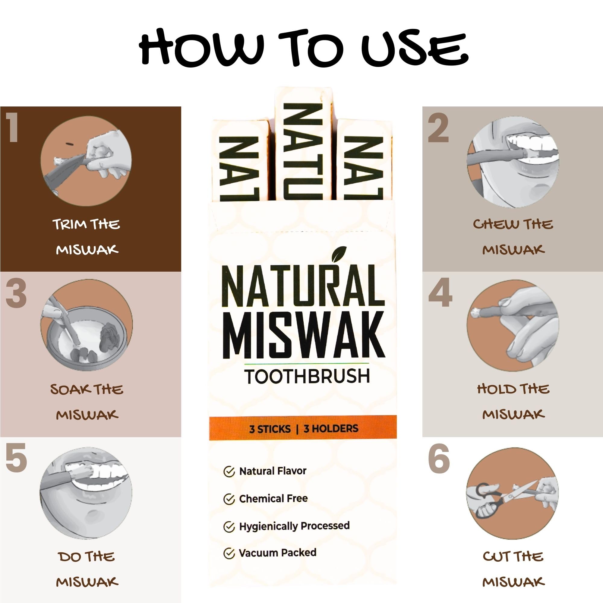 Natural Miswak Sticks for Teeth Cleaning - Organic Toothbrush Alternative, No Toothpaste Needed | Siwak Chew Sticks (Meswak) for Fresh Breath & Oral Hygiene | Perfect for Travel, Camping & Eco-Friendly Dental Care
