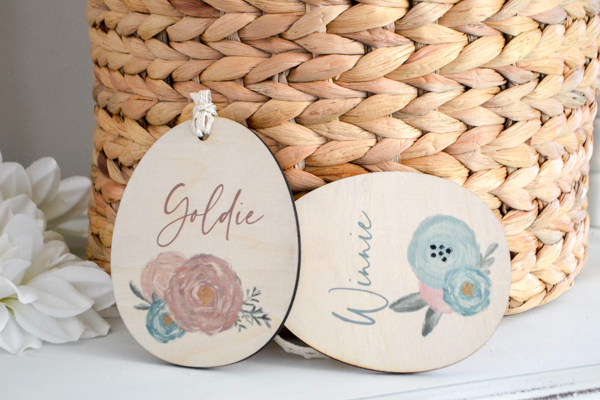 Personalized Custom Easter Basket Name Tag - Handmade Birch Wood Gift for Kids - Perfect for Easter Egg Hunts, Spring Celebrations & Party Favors