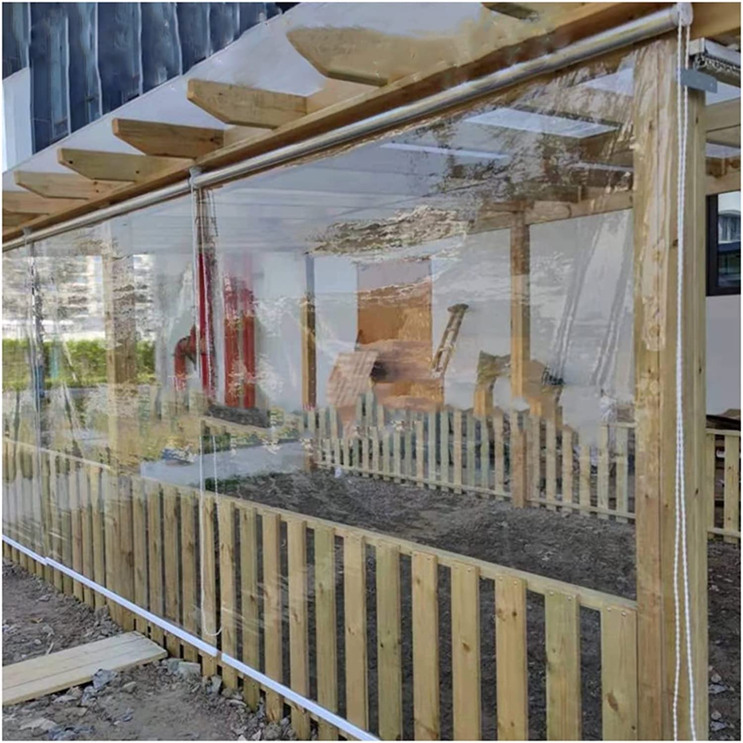 YAOJIA Clear Vinyl Roller Shades for Outdoor Windows - Waterproof Exterior Blinds with Fittings - Perfect for Gazebo, Balcony, Kitchen & Patio Protection from Rain, Sun & Wind