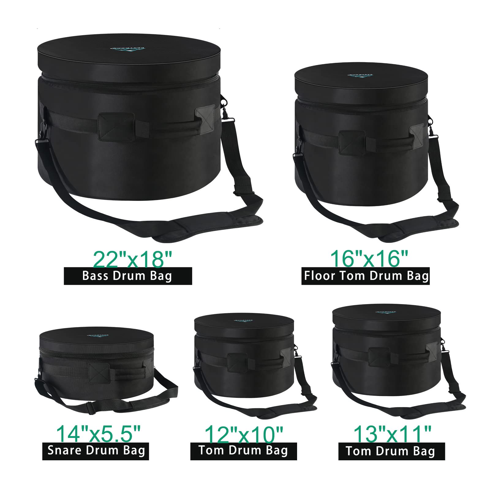 EASTROCK 5-Piece Drum Bag Set - Protective Covers for 12