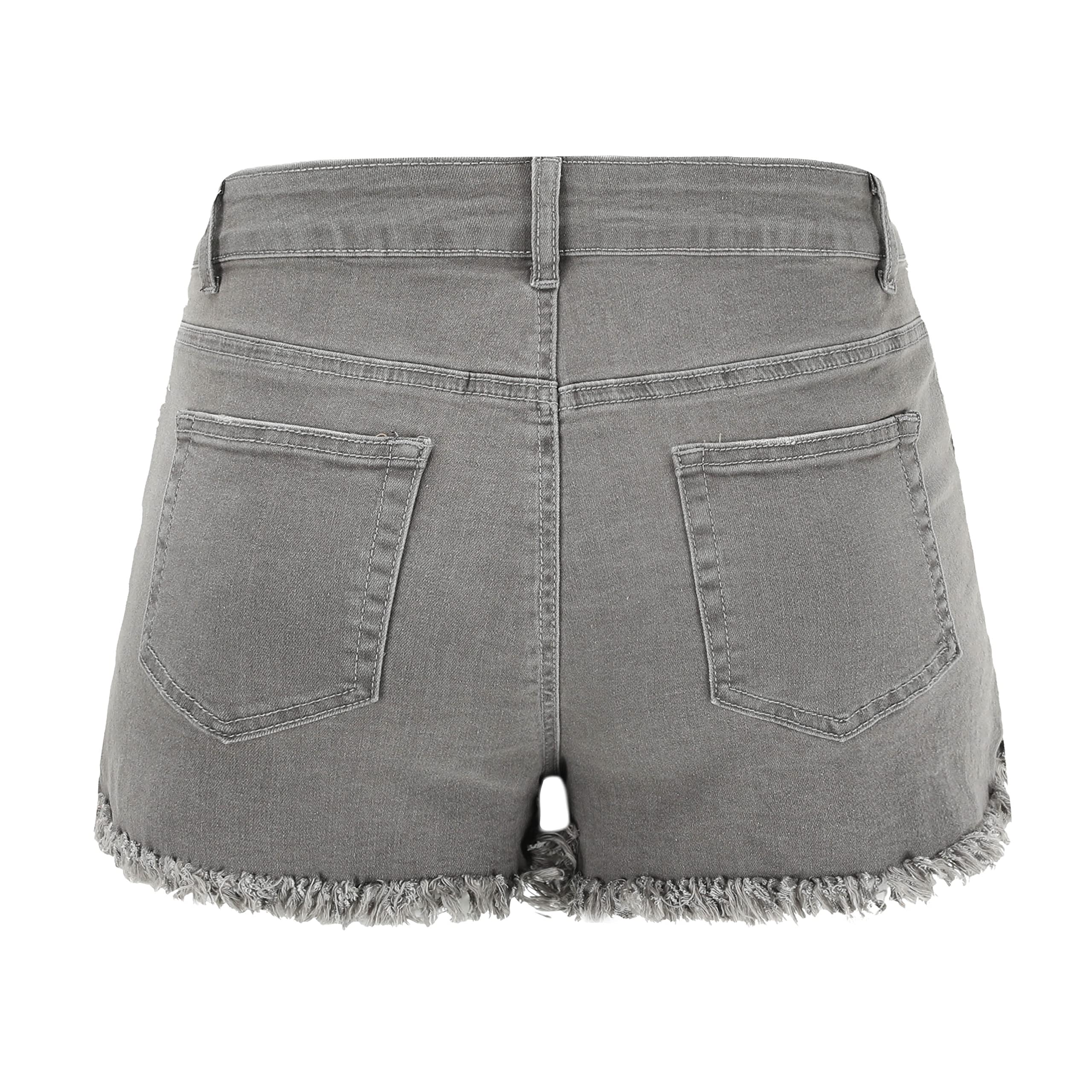 THUNDER STAR Women's Ripped Denim Shorts - Mid Rise Stretch Jeans with Frayed Raw Hem | Perfect for Summer Outfits, Casual Wear & Street Style Fashion