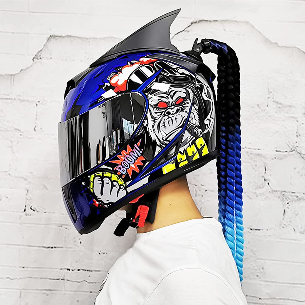 Retro Motorcycle Helmet Braids with Suction Cup - Helmet Accessories for Riding & Decoration