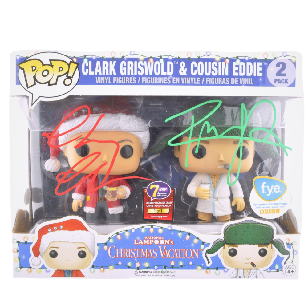 Chevy Chase & Randy Quaid Dual Signed Pop - Clark Griswold & Cousin Eddie Christmas Vacation Funko Pop 2-Pack | Authentic Autograph Collectible for Movie Fans & Holiday Decor