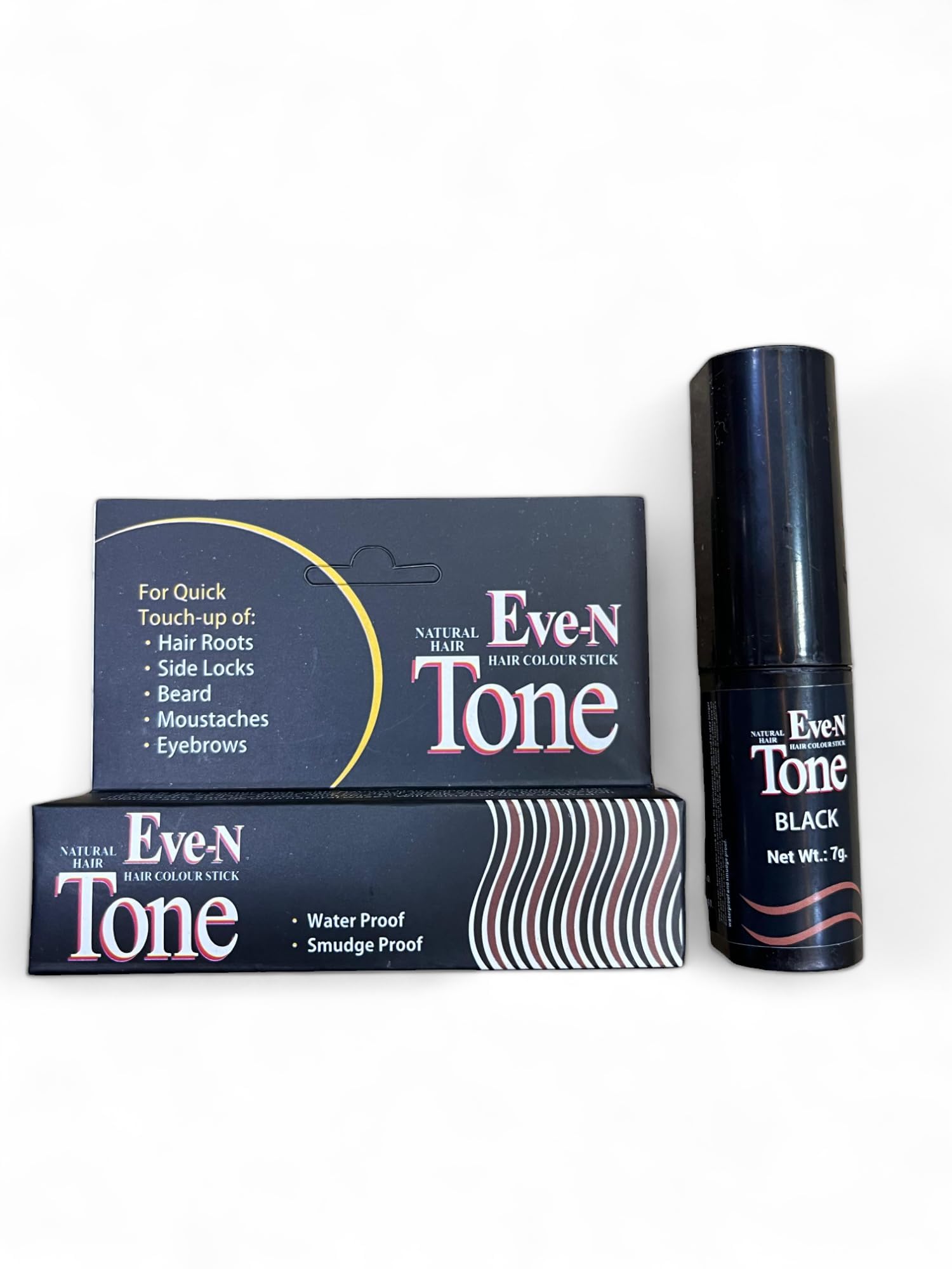 Eve-N Tone Semi-Permanent Hair Dye Stick - Black (7g, Pack of 6) | Easy Root Touch-Up & Gray Coverage | For Home Use & Salon Styling