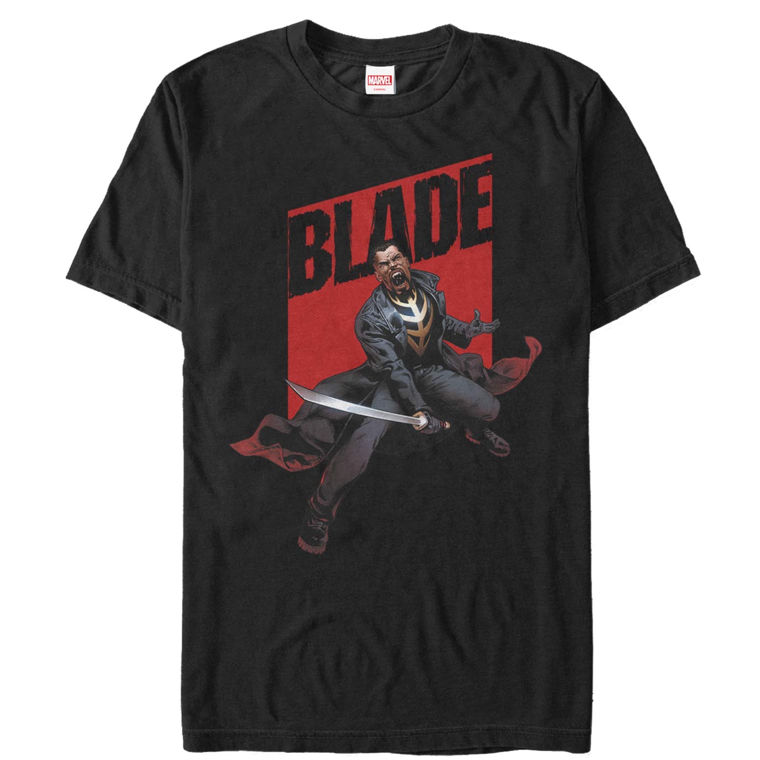 Marvel Blade Graphic T-Shirt for Men - Black Cotton Tee - Small Size - Perfect for Casual Wear, Cosplay & Superhero Fans