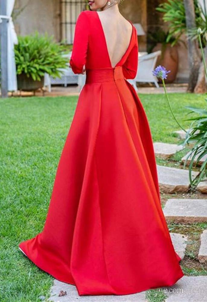 Honeydress Women's A-Line Satin Jumpsuit with Removable Waist Cape - Long Sleeve Evening Dress Prom Gown Pantsuit for Formal Events, Parties & Special Occasions