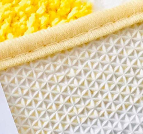 **Soft Plush Yellow Lemon Half Round Bath Mat - Non-Slip Bathroom Rug for Kids Room, Pet Friendly Indoor Carpet, Home Decor (20x31 Inches) - Perfect for Bathroom, Nursery, and Playroom Flooring**