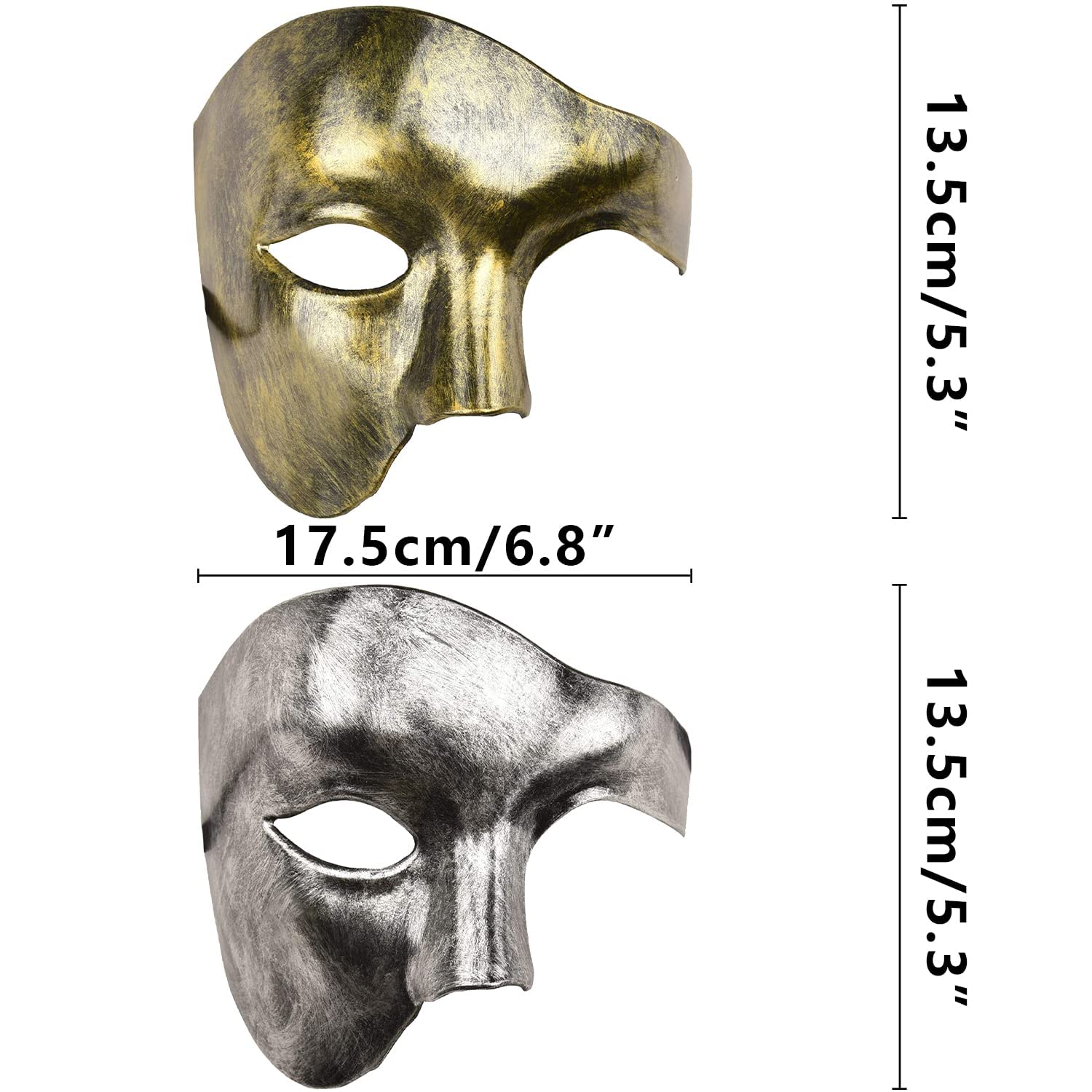 KEFAN Men's Masquerade Mask - Phantom of The Opera Style Half Face Mask for Halloween, Cosplay & Costume Parties