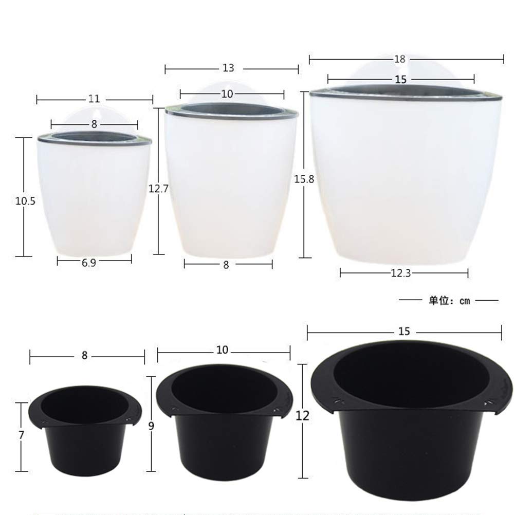 5pcs White Plastic Self-Watering Flower Pots for Roses, Succulents, Bonsai - Automatic Planters for Desktop, Home Decor, Office & Garden Use