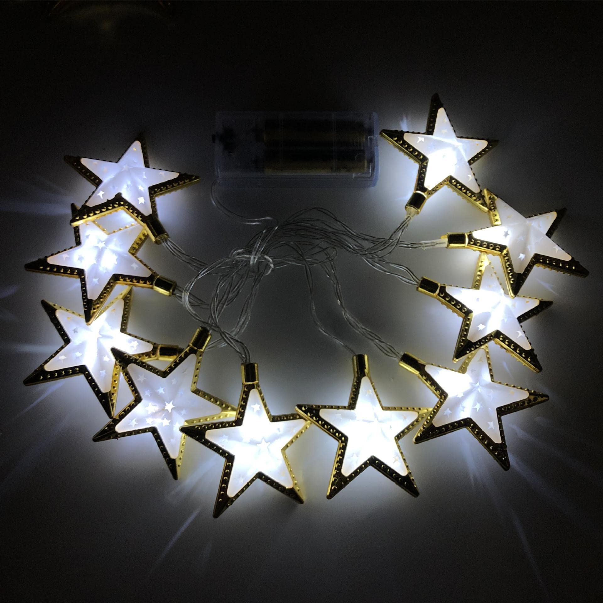 SFNTION LED String Lights - Star & Moon Hanging Party Decor for Ramadan, Eid Mubarak, Muslim Celebrations - Durable Fairy Lights for Bedroom, Garden, Wedding, and Outdoor Decorations