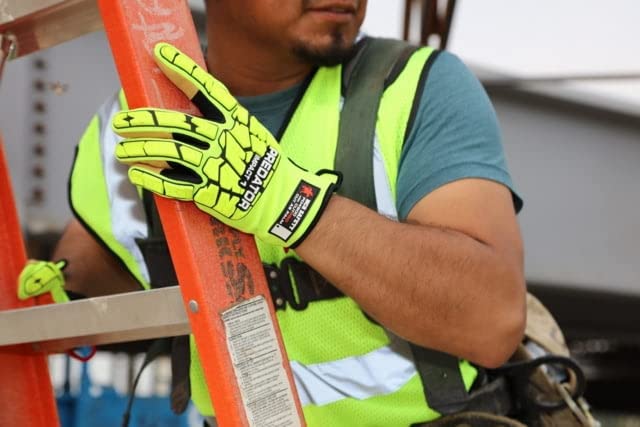 MCR Safety PD4900XL Predator Mechanic Gloves - High Visibility Cut Resistant Work Gloves (X-Large, 1 Pair) for Automotive Repair, Construction & Industrial Safety