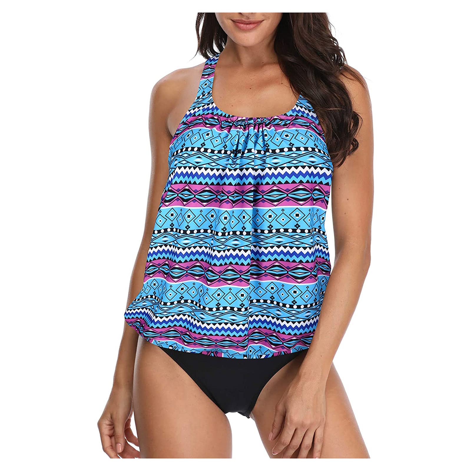 Women's Tummy Control 2 Piece Swimsuits - Floral Print Tankini Top with Boyshorts Bathing Suits | Perfect for Beach Vacation, Pool Party & Summer Swimming