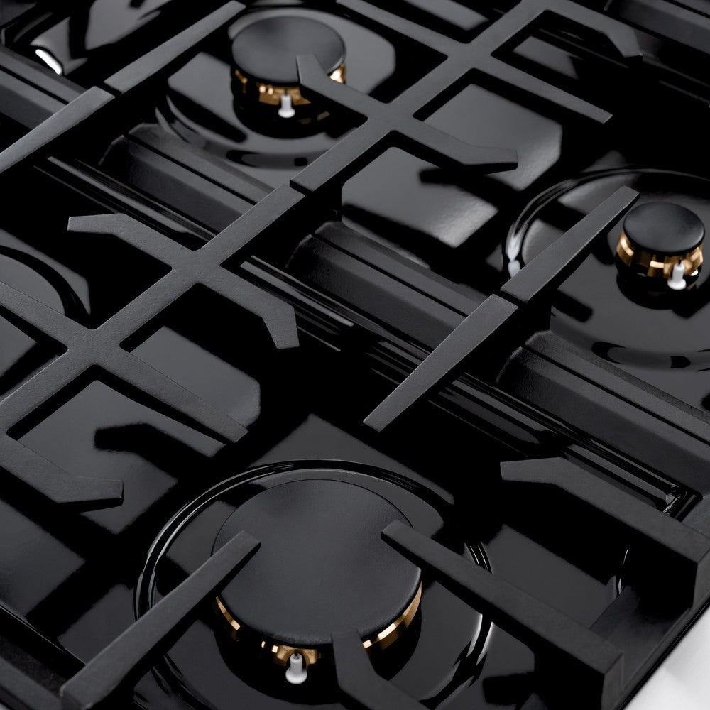 ZLINE 36 Inch 5.2 Cu. Ft. Classic Gas Range with Convection Oven - Black Stainless Steel, 6 Brass Burners (CGRB BR 36) | Perfect for Home Kitchens, Restaurants & Professional Chefs