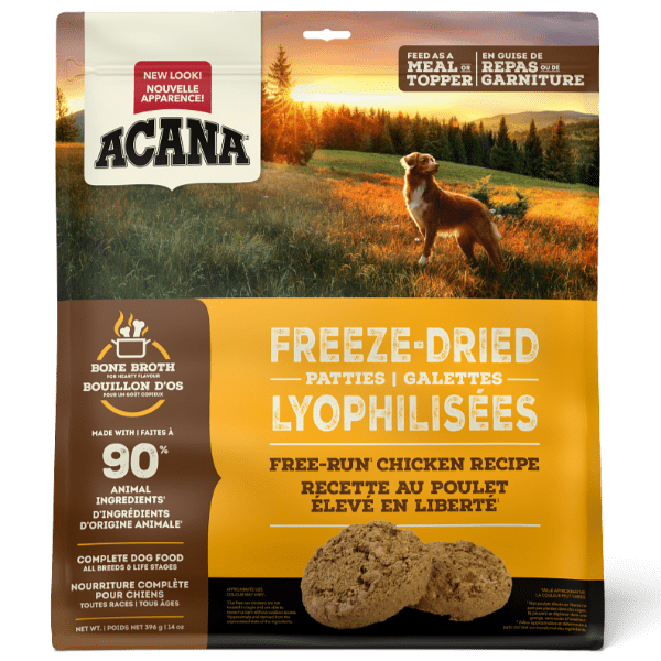 Premium ACANA Freeze-Dried Dog Food Patties - Grain-Free, High-Protein Chicken Recipe for Active Dogs - Perfect for Training, Travel & Outdoor Adventures