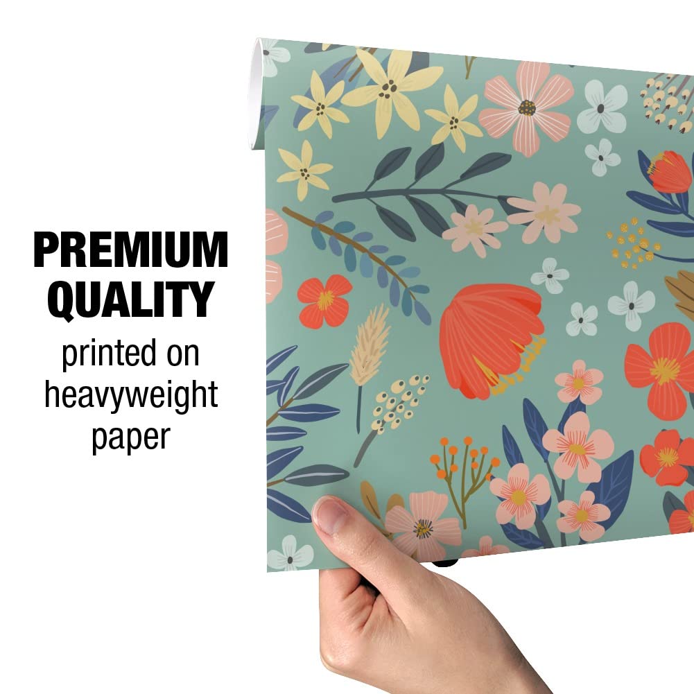 GRAPHICS & MORE Margarida Flowers Gift Wrap Paper Rolls - Floral Pattern Wrapping Paper for Birthday, Wedding, Baby Shower & Holiday Presents