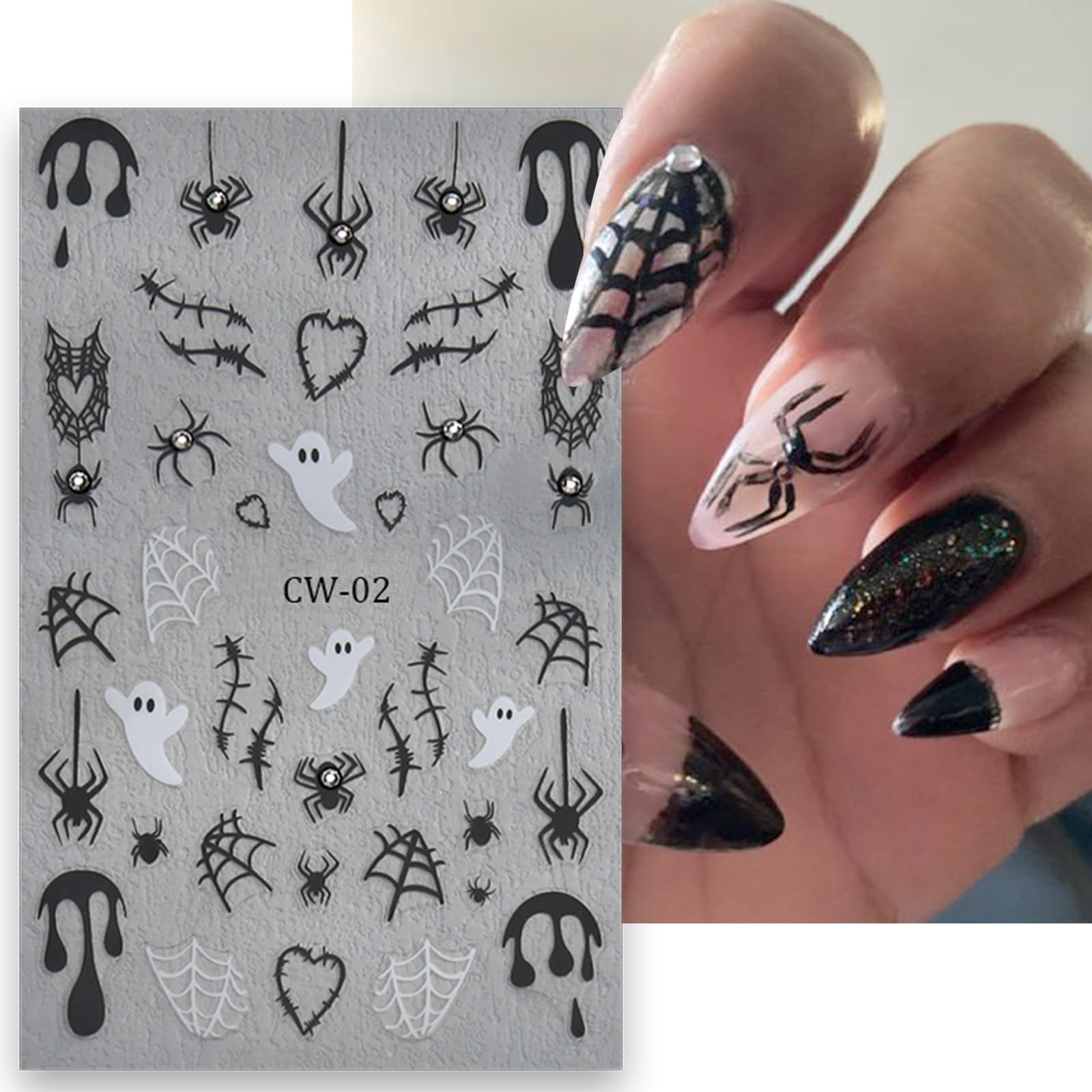 5D Ghost Nail Stickers - Halloween Nail Art Decals for Women, Party & Manicure