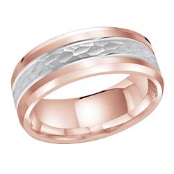 8MM Parallel Grooves 2 Tone Hammered Finish Wedding Band Ring for Men - Perfect for Engagements, Anniversaries & Special Occasions