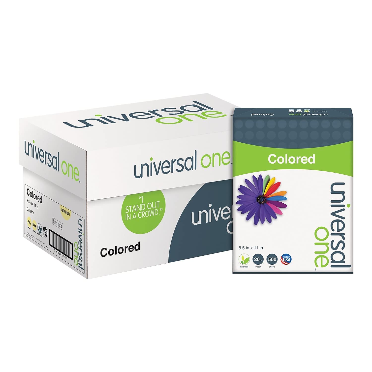 UNV11201 Colorful Printer Paper - 8.5 x 11 Inch, 24lb, 500 Sheets for Office, School & Craft Projects | Vibrant Colored Paper for Flyers, Invitations, Presentations & Scrapbooking