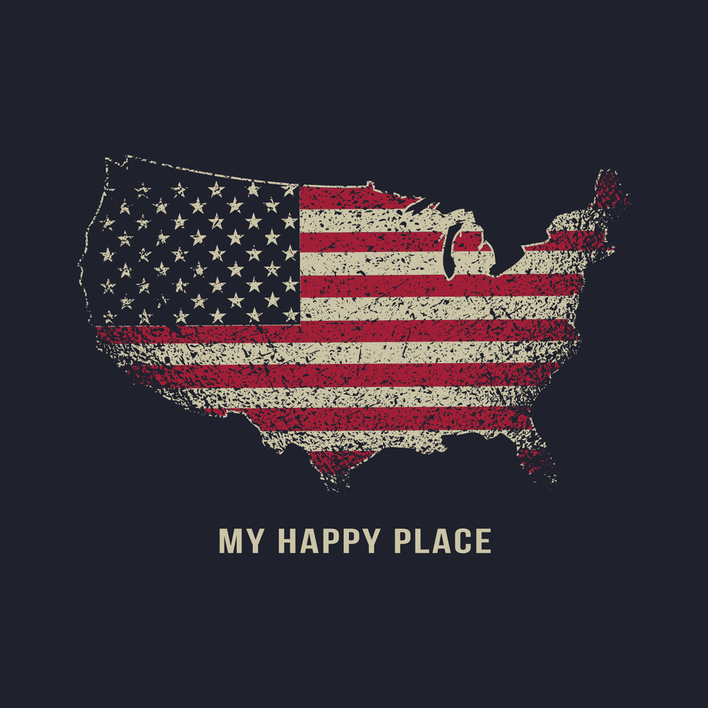 Women's My Happy Place Boyfriend Fit T-Shirt - Soft Comfortable Oversized Cotton Tee for Casual Wear | Midnight Navy Blue