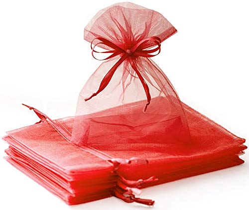 100Pcs Sheer Mesh Organza Gift Bags with Satin Drawstring - 8x12 inch Mix Colors for Wedding Favors, Jewelry, Cosmetics & DIY Party Supplies | Elegant & Reusable Gift Packaging for Bridal Showers, Baby Showers & Special Events